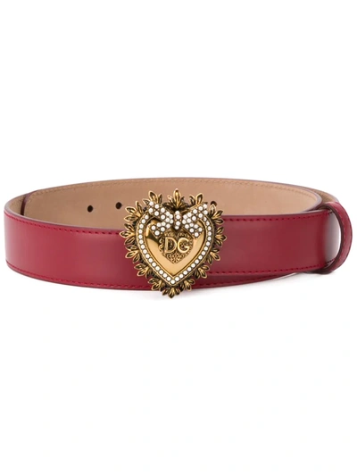 Dolce & Gabbana Devotion Buckle Belt In Red