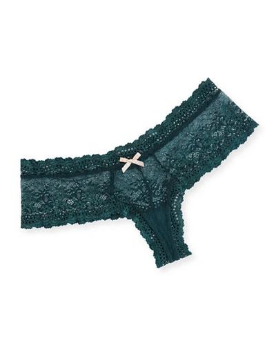 Eberjey Colette Lace Boy-leg Thong In Dark Green
