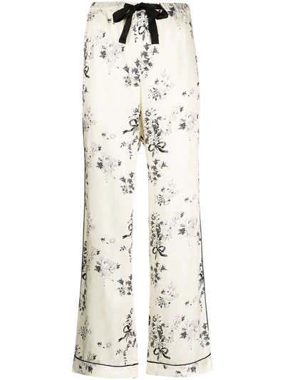 Morgan Lane Parker Floral-print Pyjama Bottoms In White