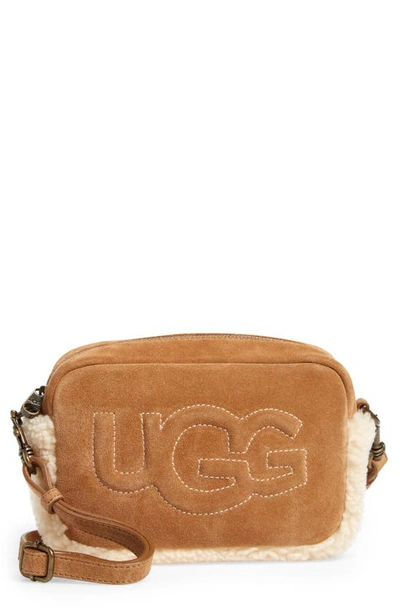 Ugg Janey Ii Suede & Shearling Crossbody Bag In Chestnut | ModeSens