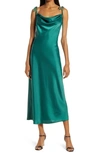 Wayf The Beverly Cowl Neck Midi Dress In Forest Green