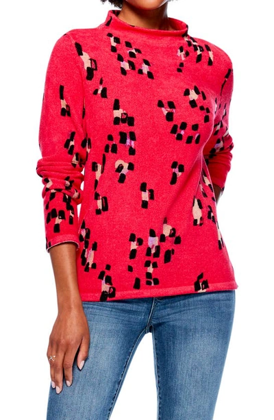 Nic + Zoe Spotted Turtleneck Sweater In Azalea In Pink