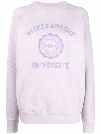 Saint Laurent Université Oversize Cotton Logo Graphic Sweatshirt In Pink