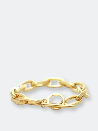 Rivka Friedman Polished Paper Clip Toggle Bracelet In Brass
