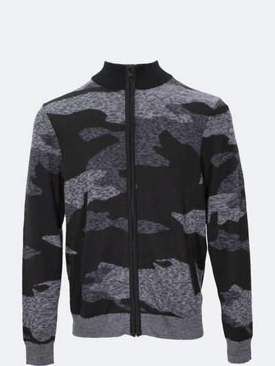 Lords Of Harlech Carlo Charcoal Camo Full Zip Sweater In Grey
