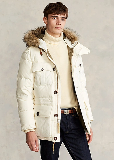 Polo Ralph Lauren Faux-fur-trim Down Parka In Clubhouse Cream