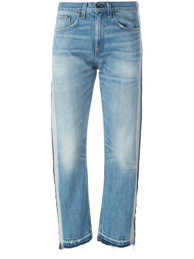 Rag & Bone /jean Striped Trim Cropped Jeans - Blue
