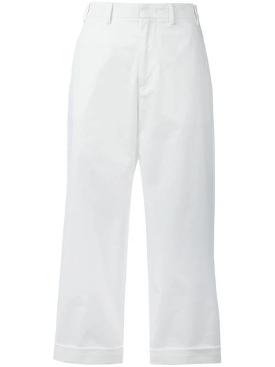 N°21 Nº21 Wide-legged Cropped Trousers - White