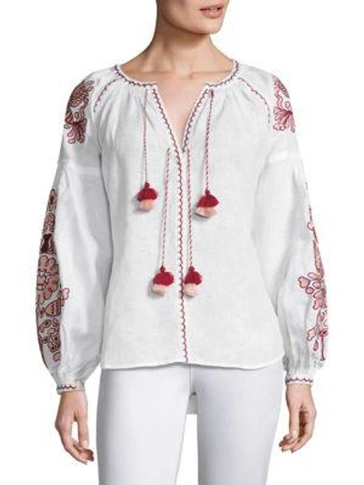March11 Embroidered Linen Blouse In White