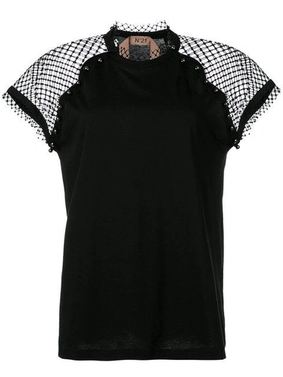 N°21 Nº21 Mesh Panel Blouse - Black