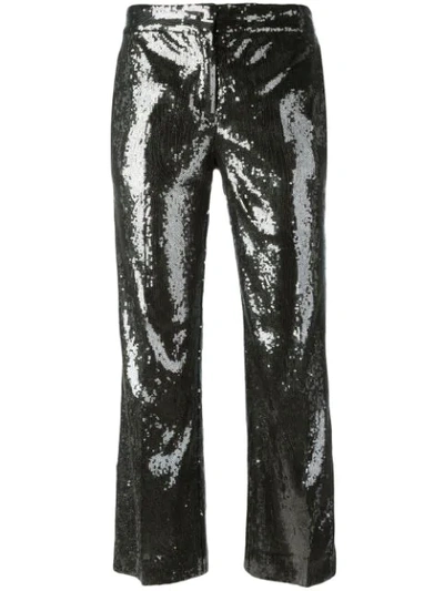N°21 Sequinned Cropped Trousers In Black