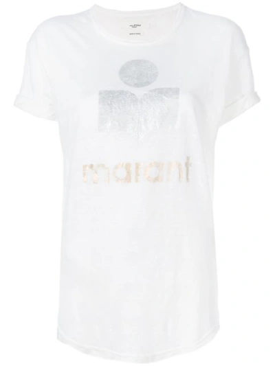 Isabel Marant Étoile Koldi Logo-print Linen T-shirt In White