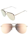 Quay Women's The Playa Mirrored Aviator Sunglasses, 63mm In Pink/ Gold