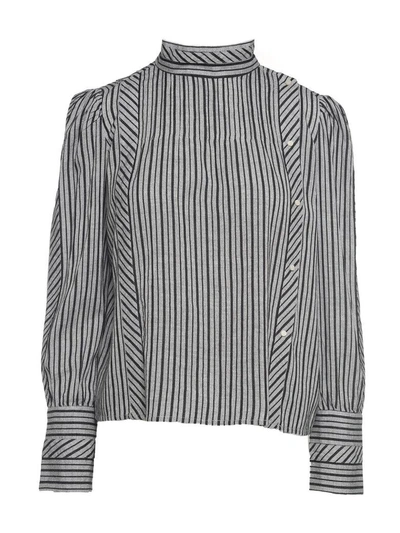 ISABEL MARANT ÉTOILE OAK STRIPED-COTTON SHIRT CH0212 17A045E 02GY GREY