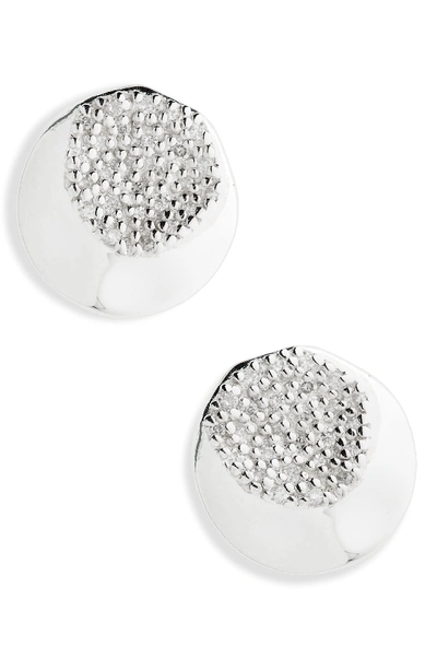 Ippolita Sterling Silver Onda Pave Diamond Stud Earrings