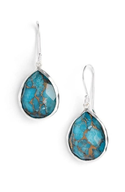 Ippolita Wonderland Bronze Turquoise Teardrop Earrings In Silver/ Bronze Turquoise