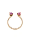 Delfina Delettrez 2 Dots Pink Sapphires Midi Fingertip Ring In Metallic