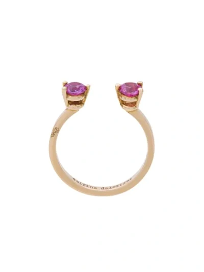 Delfina Delettrez 2 Dots Pink Sapphires Midi Fingertip Ring In Metallic