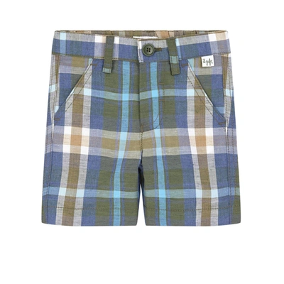 Il Gufo Kids' Percale Checkered Shorts Blue
