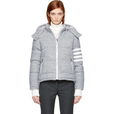 Thom Browne Downfill Ski Jacket With Removable Hood & Deerskin 4-bar In Grey