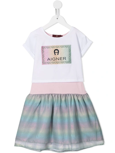 Aigner Logo-print Cotton Dress Set In 白色