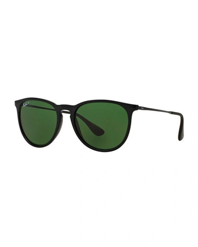 Ray Ban Polarized Aviator Sunglasses In Black/green