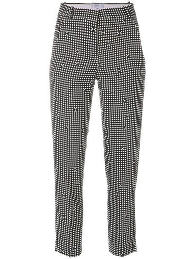 Carven Checked Tapered Trousers In Black