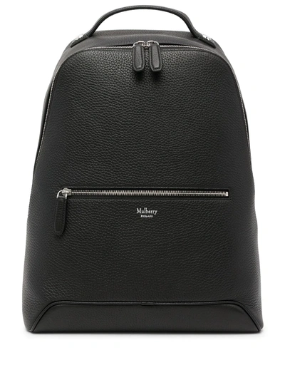Mulberry City Heavy Grain Leather Backpack In Schwarz