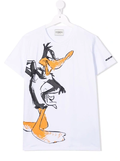 Iceberg Kids' Daffy Duck Cotton T-shirt In White