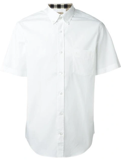 Burberry Short-sleeved Stretch Cotton Poplin Shirt In White