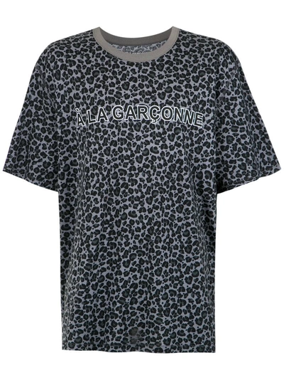 À La Garçonne Leopard Print Oversized  X Hering T-shirt - Black