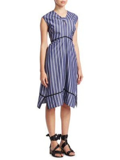 Proenza Schouler Stripe Cotton Dress In White Blue Stripe