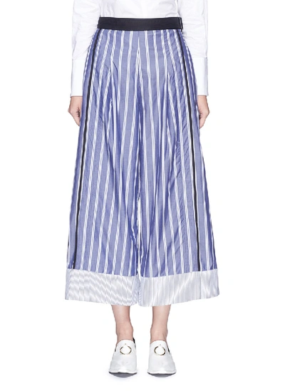 Proenza Schouler Cropped Stripe Wide-leg Pants In White Blue Stripe