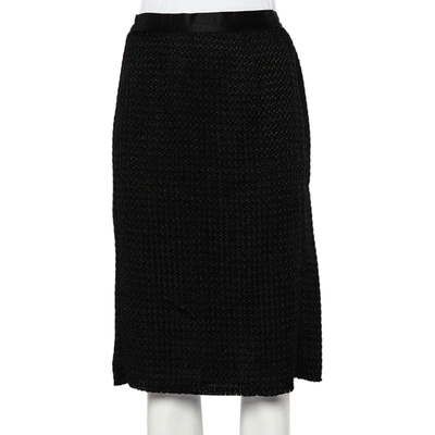 Pre-owned Dandg Black Textured Wool Blend Pencil Skirt L