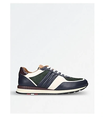 Bally Ascar Suede And Smooth Leather Trainers In Navy | ModeSens