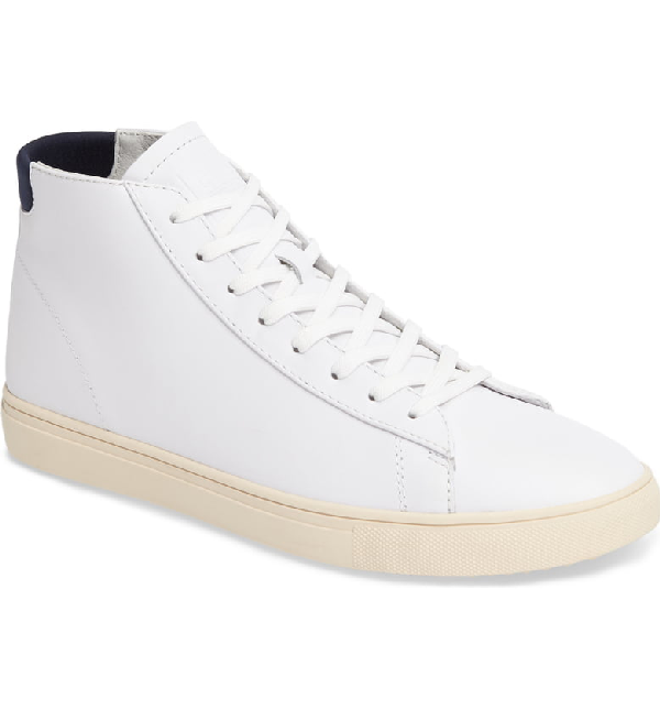 Clae Bradley Mid Sneaker In White/white Leather | ModeSens