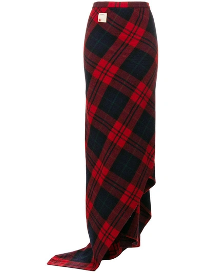 Dsquared2 Tartan Maxi Skirt In 001f Red Black