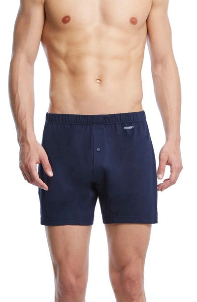 2(x)ist Pima Cotton Knit Boxers In Navy Blazer