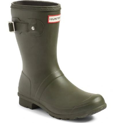 Hunter Original Tour Short Packable Rain Boot In Dark Olive