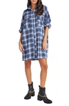 Vici Collection Plaid Balloon Sleeve Dress In Blue