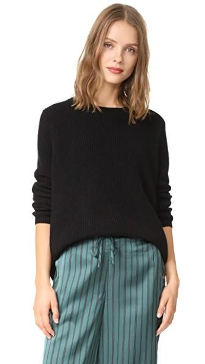 525 America Emma Shaker Sweater In Black