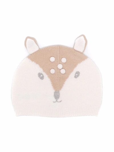 Il Gufo Kids' Animal-motif Virgin-wool Beanie In Beige