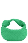 Bottega Veneta Mini Jodie Leather Hobo In Grass/ Silver