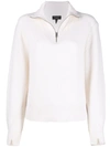 Rag & Bone White Pierce Cashmere Half-zip Sweatshirt