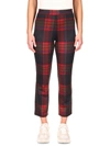 Sanctuary Carnaby Cotton Plaid Kick Crop Pants In Red