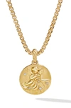 David Yurman Zodiac Amulet In 18k Yellow Gold With Diamonds In Aquarius