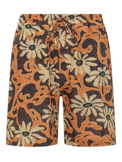 Nanushka Floral-print Elasticated-waist Bermuda Shorts In Cream
