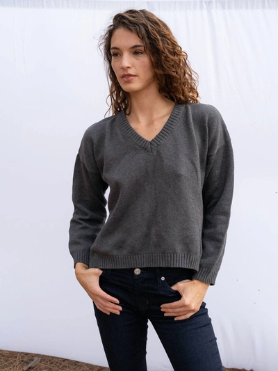 Paneros Clothing Jolene V Neck Sweater In Grey