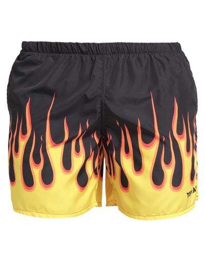 Yes I Am Black And Yellow Polyester On Fire Swim Trunks
