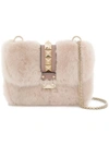 Valentino Garavani Lock Small Snakeskin And Mink Fur Shoulder Bag In White